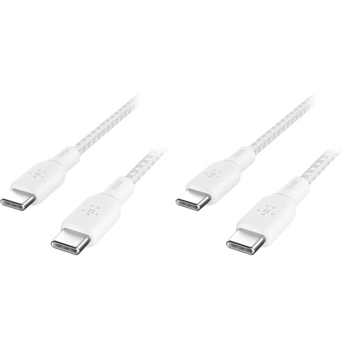 Belkin BoostCharge Braided USB-C Cable (6.6', White, 2-Pack)