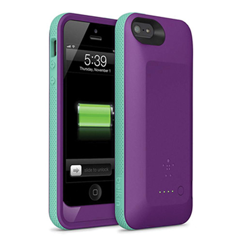 Belkin Grip Power Battery Case for iPhone 5 (Purple Lightning / Fountain Blue)