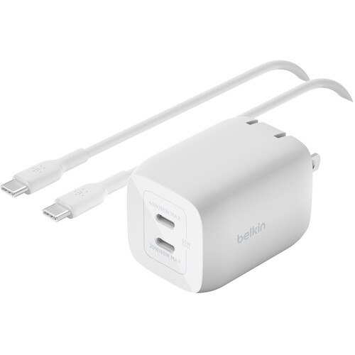 Belkin BoostCharge Pro 65W Dual USB-C GaN Wall Charger with USB-C Cable