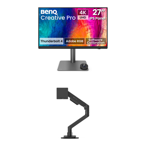 BenQ 27" 4K Professional Monitor and Single Ergo Arm Bundle