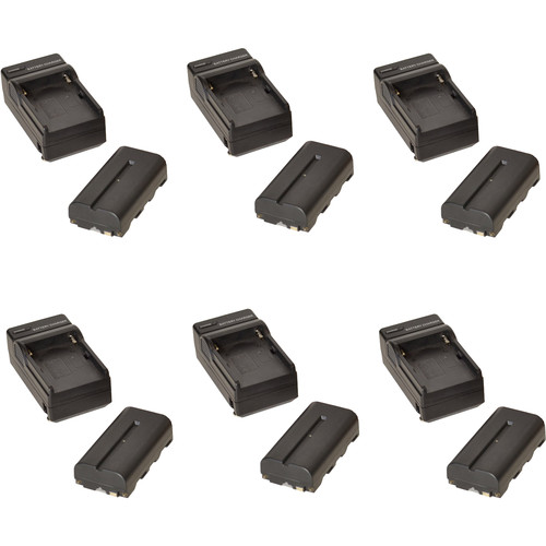 Bescor 2200mAh 7.4V NP-F Battery and Charger Kit (6-Pack)