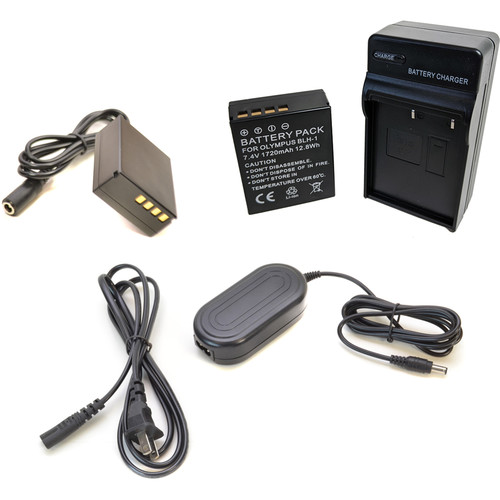 Bescor BLH1 Battery, Charger, Coupler & AC Adapter Kit for Select Olympus Cameras
