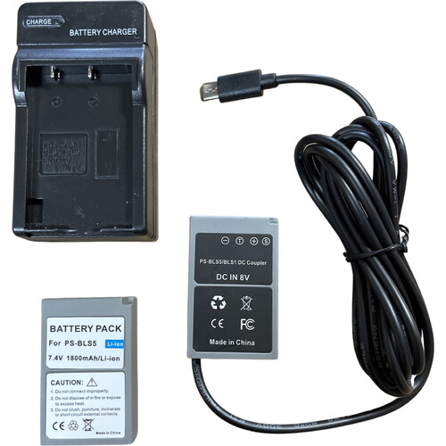 Bescor BLS50 Regulated Dummy Battery with USB-C Input & BLS50 Battery & Charger Kit
