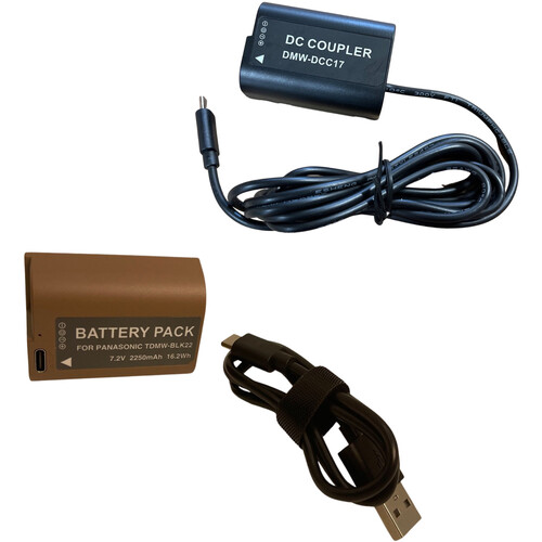 Bescor DMWBLL22UB Battery & DMWBLK22USBC USB-C Dummy Battery Kit