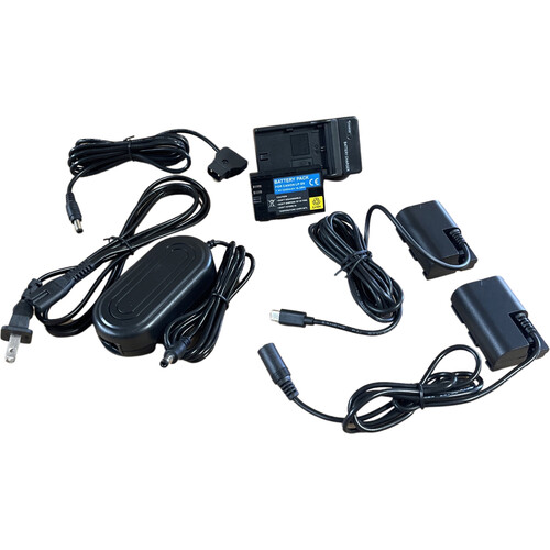 Bescor LP-E6 Battery, Charger, USB Type-C Dummy Battery, AC Power Adapter Kit with D-Tap Converter