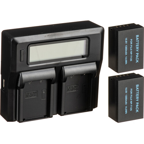Bescor NPT125 2-Pack Battery and Dual Bay Auto Charger Kit for Select FUJIFILM Cameras
