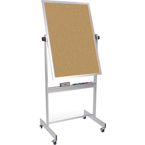 Best Rite Deluxe Mobile Reversible Board (Porcelain Steel / Natural Cork, 40 x 30")