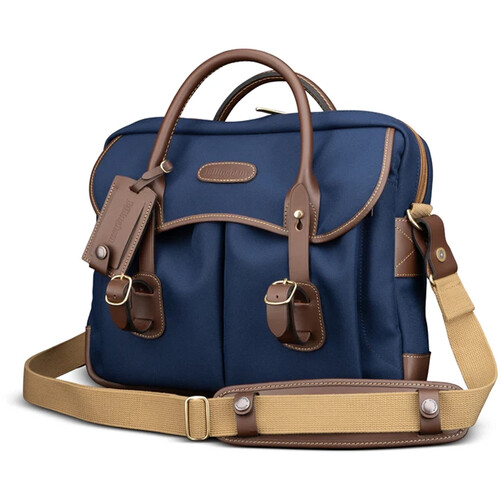 Billingham Thomas Briefcase and Laptop Bag (Navy FibreNyte / Chocolate Leather Trim)