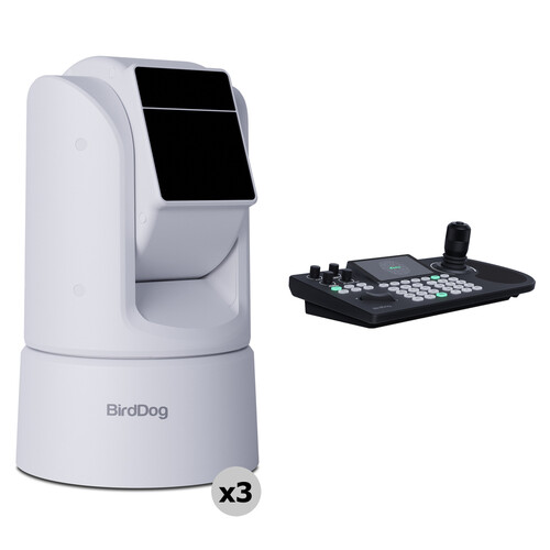 BirdDog KBD PTZ Controller Kit with 3 x O4 Outdoor PTZ Cameras (White)
