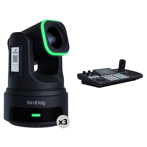 BirdDog KBD PTZ Controller Kit with 3 x X4E Ultra PTZ Cameras (Black)