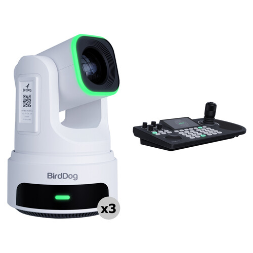 BirdDog KBD PTZ Controller Kit with 3 x X4E Ultra PTZ Cameras (White)