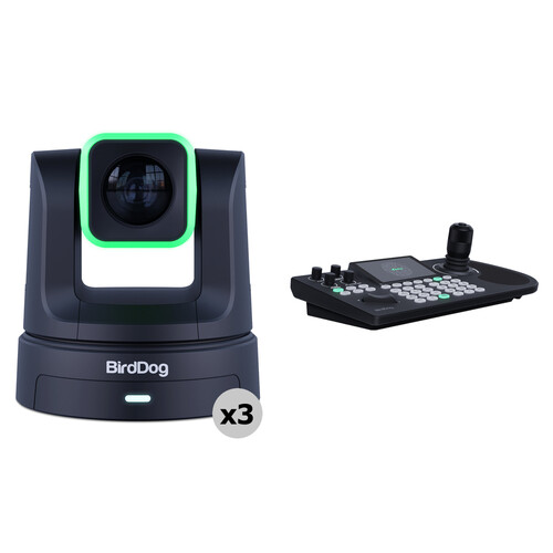 BirdDog 3 x X5 Ultra PTZ Cameras & KBD PTZ Controller Combo (Black)