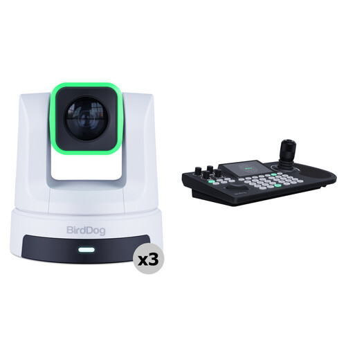 BirdDog 3 x X5 Ultra PTZ Cameras & KBD PTZ Controller Combo (White)