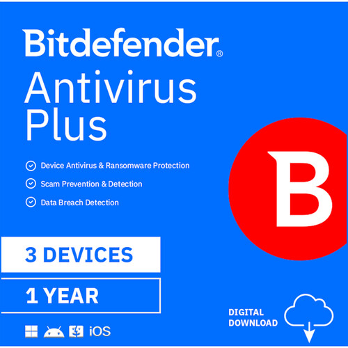 Bitdefender Antivirus Plus (Download, 3 Devices, 1-Year)