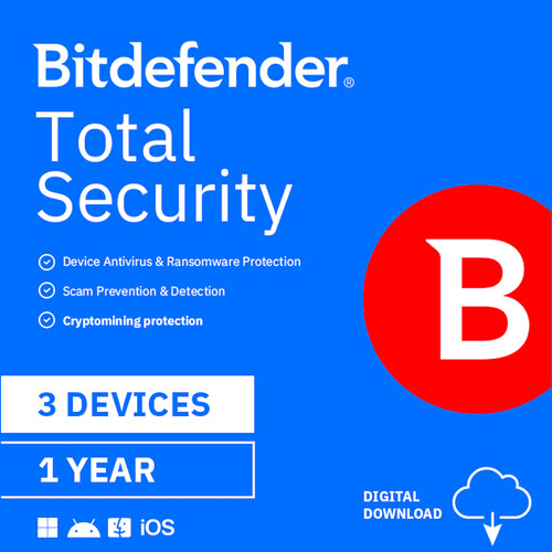 Bitdefender Total Security (Download, 3 Devices, 1-Year)