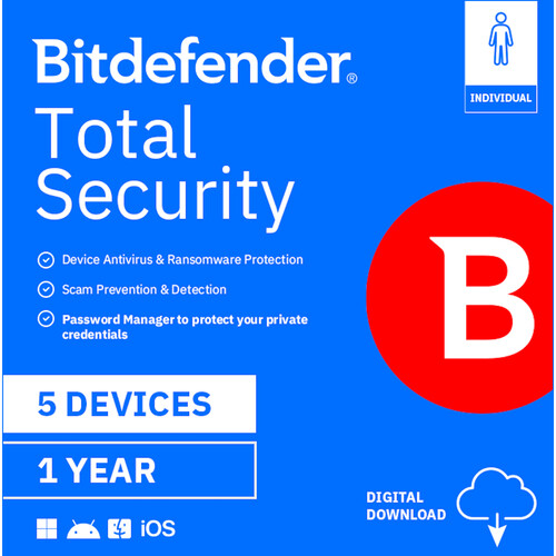 Bitdefender Total Security Individual (Download, 5 Devices, 1-Year)
