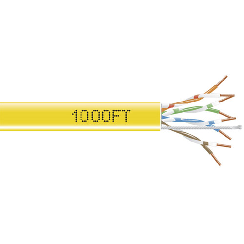 Black Box GigaBase Cat5e 350 MHz Solid Bulk Ethernet Cable (1000', Yellow)