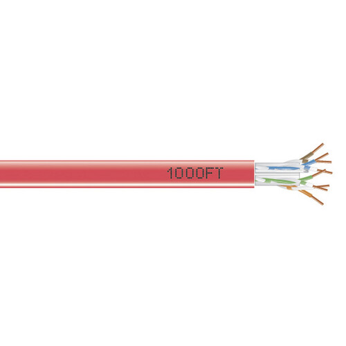 Black Box GigaTrue Cat6 550MHz Solid Ethernet Bulk Cable - CMR PVC (1000', Red)