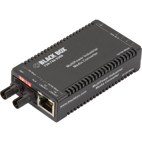 Black Box MultiPower Miniature Fast Ethernet 100-Mbps Industrial Media Converter