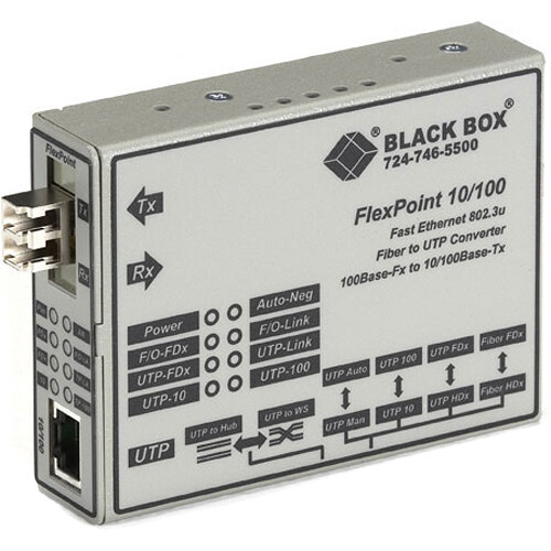 Black Box LMC100A-SMLC-R2 FlexPoint Fast Ethernet Media Converter
