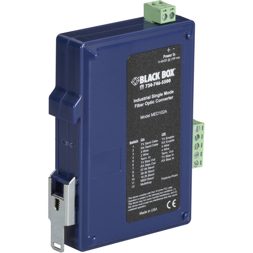 Black Box Async RS232/RS422/RS485 Extender - Fiber, Terminal Block to Single-Mode SC