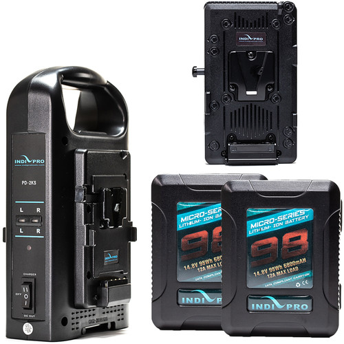 Blackmagic Design Dual IndiPro 98Wh Micro Battery Kit with URSA/Mini V-Mount Plate & Charger