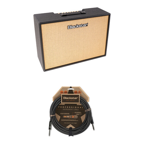 Blackstar Debut 100R 100W 2x12" Combo Amplifier with 1/4" TS Instrument Cable (Black, 20')