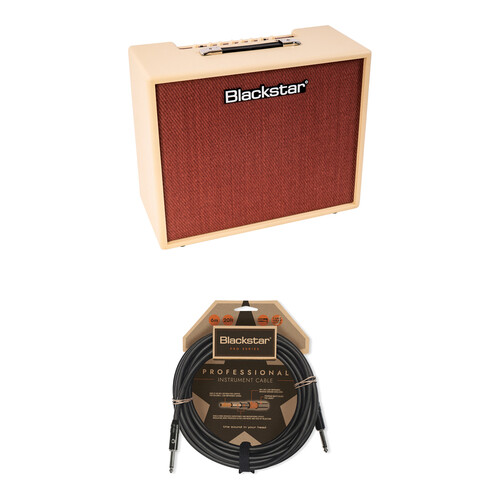Blackstar Debut 100W 1x12" Combo Guitar Amplifier with 1/4" TS Instrument Cable (Cream, 20')