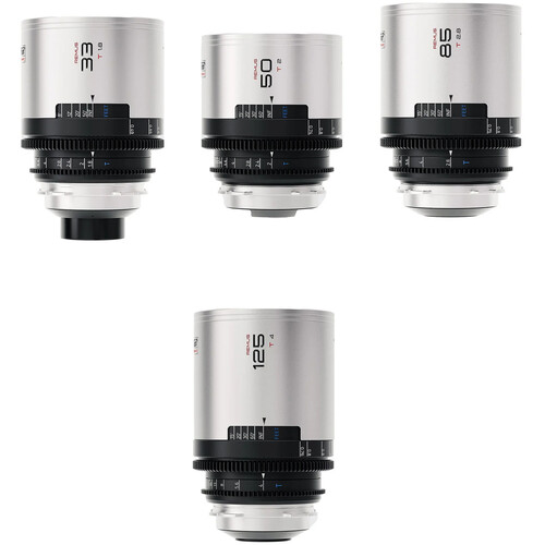BLAZAR LENS Remus 1.5x Full-Frame Anamorphic 33, 50, 85, and 125mm 4-Lens Set (ARRI PL, Silver Flare)