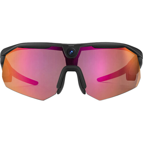 BleeqUp Ranger AI Sports Camera Glasses (Black Frame, Orange/Red Lens)