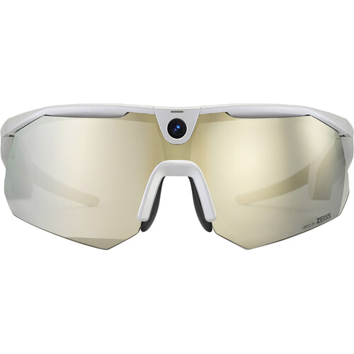 BleeqUp Ranger AI Sports Camera Glasses (White Frame, Blue Gold ZEISS Lens)
