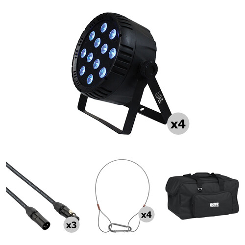 Blizzard LB-Par Quad RGBA LED Light Kit with DMX Cables, Safety Cables, and Bag