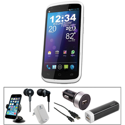 BLU Tank 4.5 4GB Smartphone with European Essentials Bundle (White)