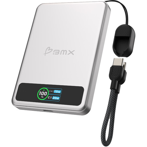 BMX SolidSafe 5000mAh Solid-State Magnetic Power Bank (Silver)