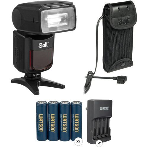 Bolt VX-710C TTL Flash for Canon Kit with Compact Battery Pack, Rapid Chargers and AA Batteries
