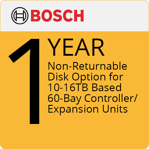 Bosch 12-Month Non-Returnable Disk Option for 10-16TB Based 60-Bay Controller/Expansion Units