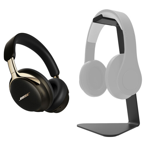 Bose QuietComfort Ultra Wireless Headphones with Kanto Living Headphone Stand (2nd Gen, Desert Gold)