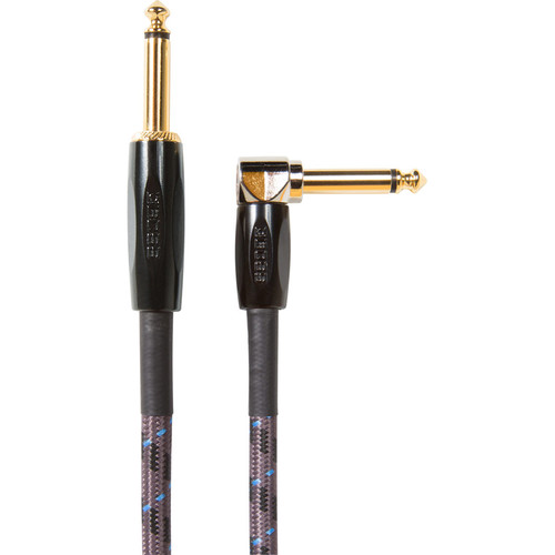BOSS BIC-15A Instrument Cable, Straight to Right-Angle 1/4" Connectors (15')