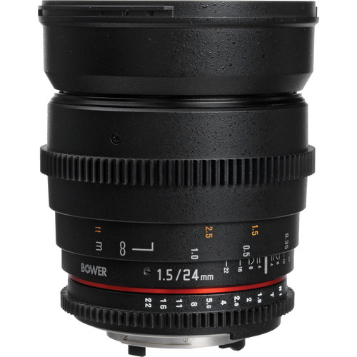 Bower 24mm T1.5 Ultra-Fast Wide-Angle Cine Lens For Nikon F Mount Cameras