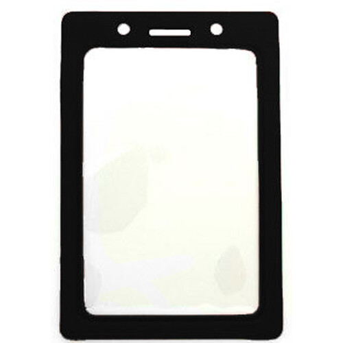 BRADY PEOPLE ID Clear Vinyl Vertical Badge Holder with Black Color Frame (2.25 x 3.44", 100-Pack)
