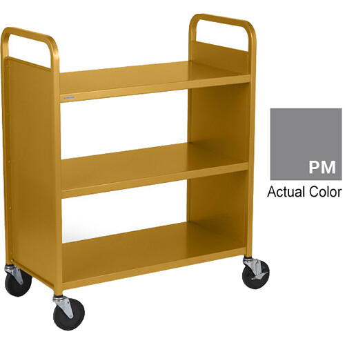 Bretford Double-Sided Booktruck (3-Flat Shelves, Platinum)