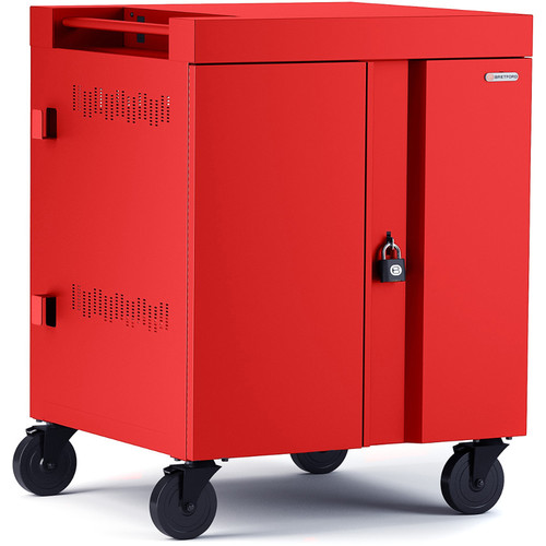 Bretford CUBE Cart 32-Device Charging Cart with 270° Doors (Red)
