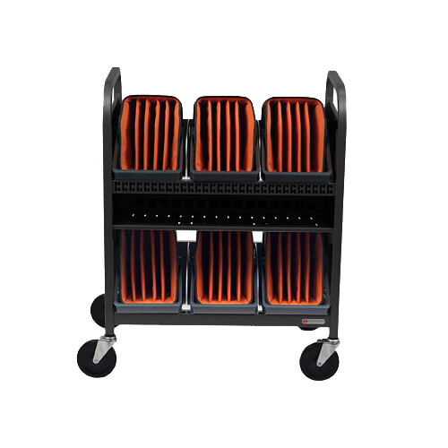 Bretford CUBE Transport Cart with Caddies (Standard AC Outlets, Maroon)
