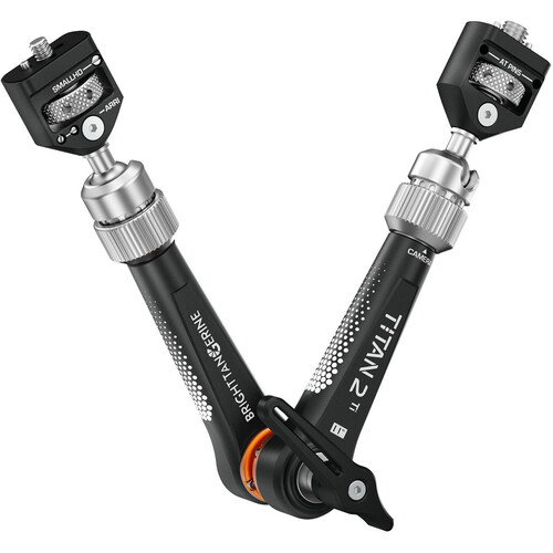 Bright Tangerine Titan Arm 2 Ti with 3/8"-16 Anti-Twist to 1/4"-20 Anti-Twist Mounts (London Fog Black)