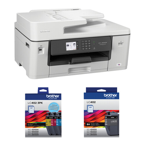 Brother MFC-J6540DW All-in-One Inkjet Printer with LC402 INKvestment Tank Standard-Yield Color Ink Cartridge Kit