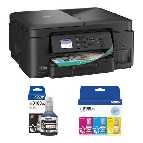 Brother MFC-T780DW INKvestment Tank Wireless Color Inkjet All-in-One Printer with D180 High-Yield Ink Bottles Kit