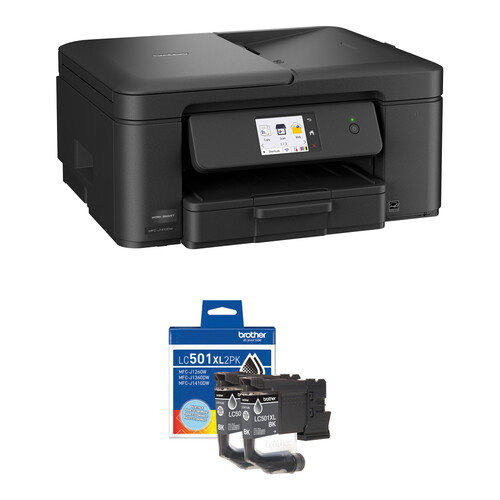 Brother Work Smart MFC-J1410DW Wireless Color Inkjet All-in-One Printer with LC501XL2PK High-Yield Black Ink Cartridge Kit