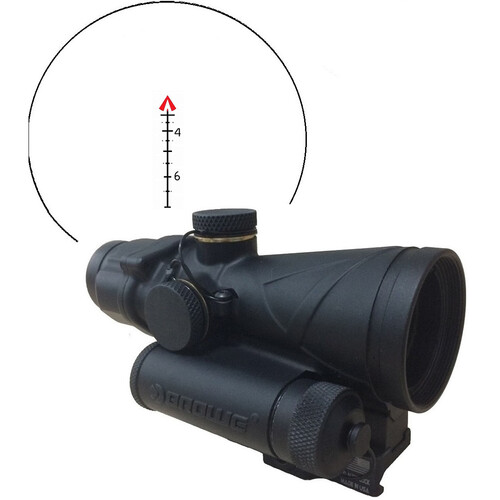 BROWE 4x32 Combat Optic Riflescope (7.62 x 39mm Red Chevron Reticle, Black)