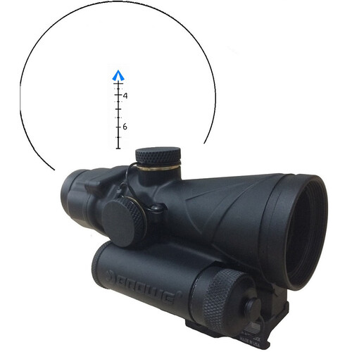 BROWE 4x32 Combat Optic Riflescope (7.62 x 39mm Blue Chevron Reticle, Black)