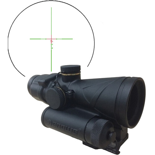 BROWE 4x32 Combat Optic Riflescope (7.62 x 51mm Green Full Line Crosshair Reticle with Red Center Line, Black)